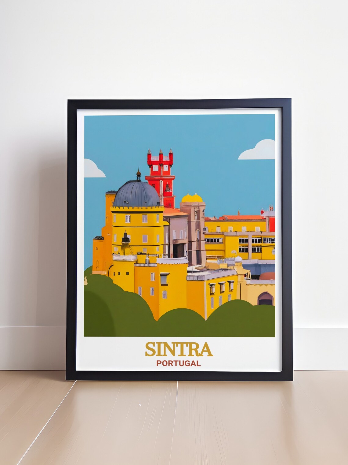 Sintra Portugal Pena Palace Yellow and Red Towers Travel Poster - Image 4