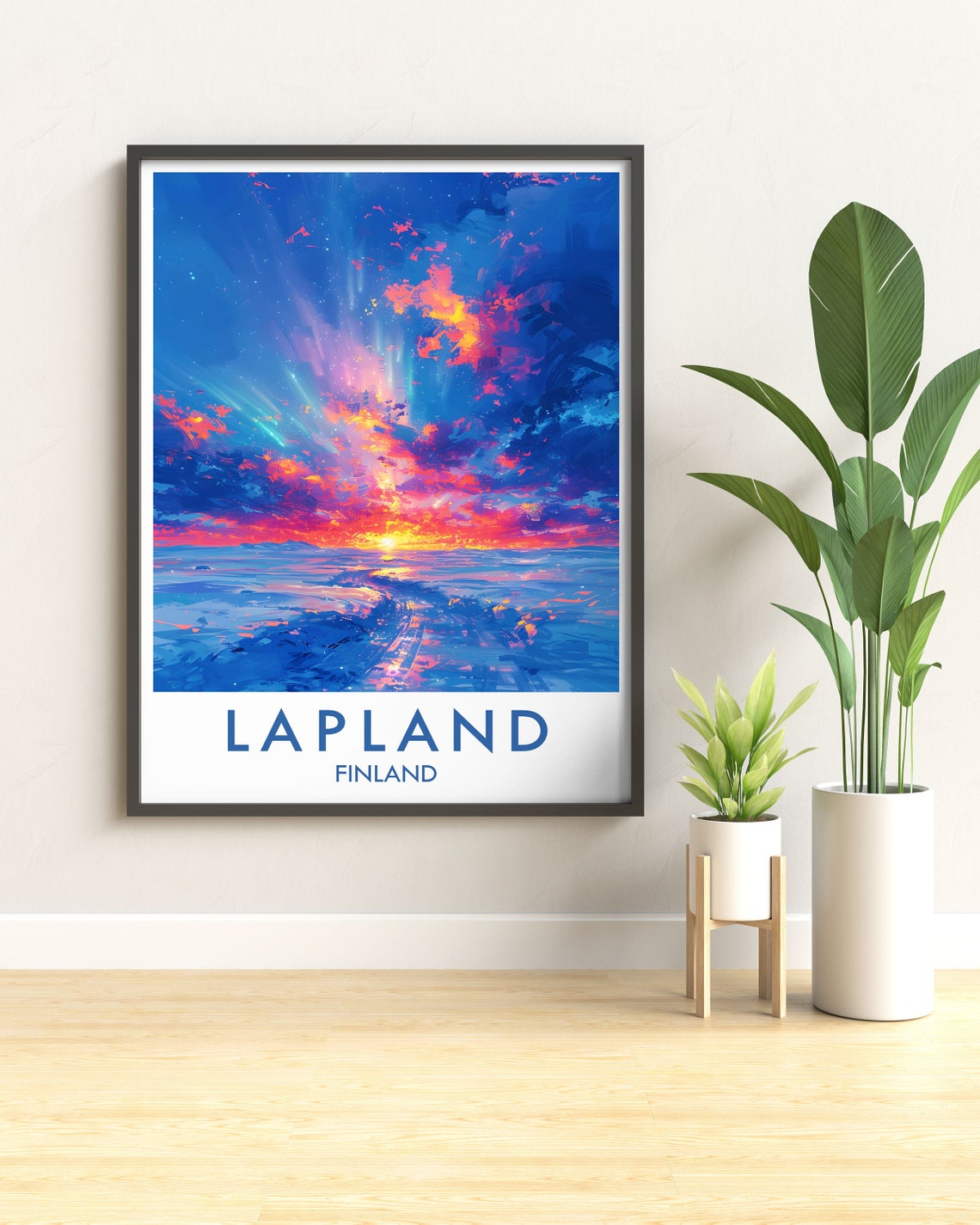 Lapland Finland Colorful Northern Lights Aurora Sky Art Poster - Image 2