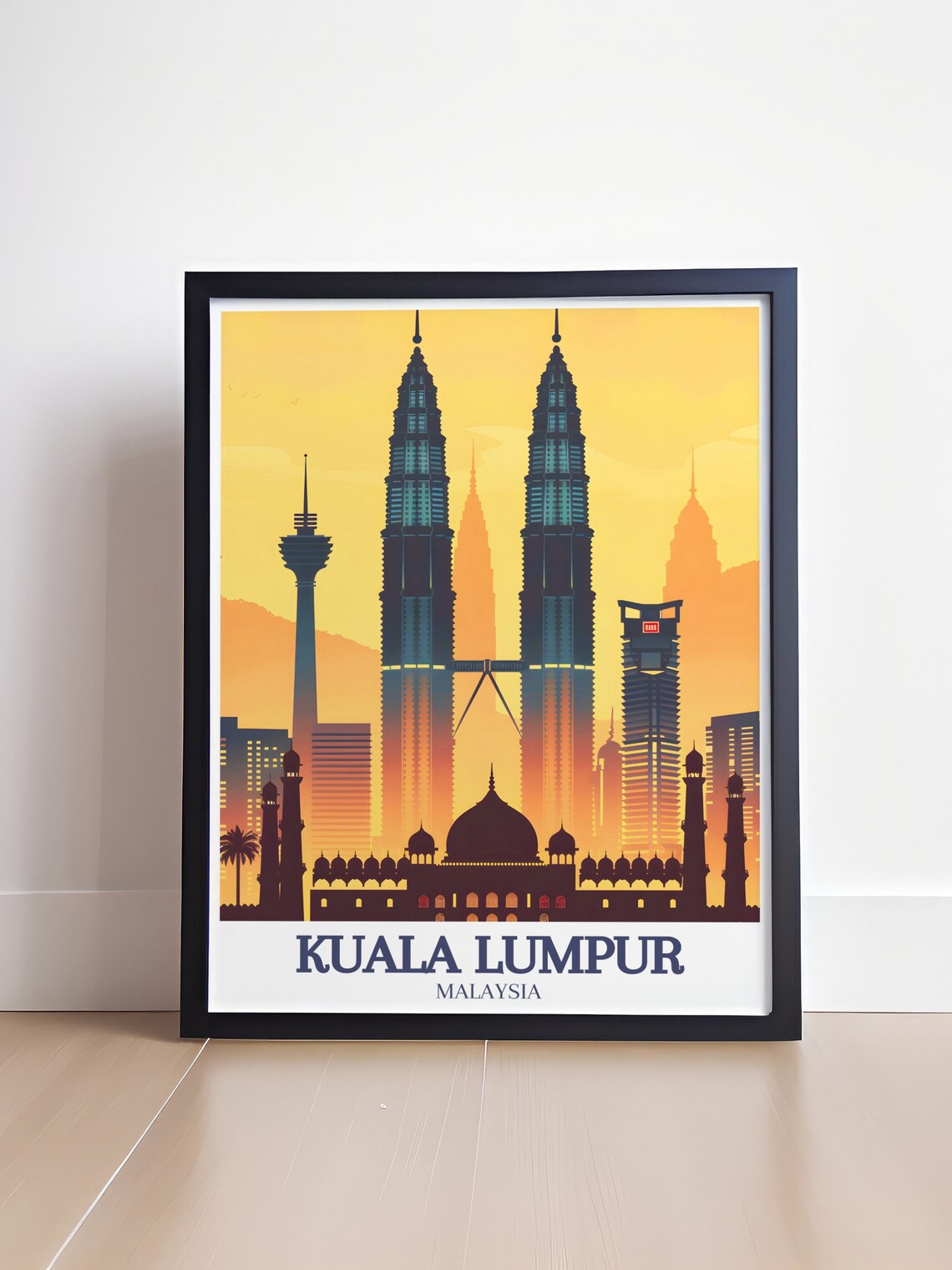 Kuala Lumpur Petronas Towers Sunset Skyline Malaysia Travel Poster - Image 4
