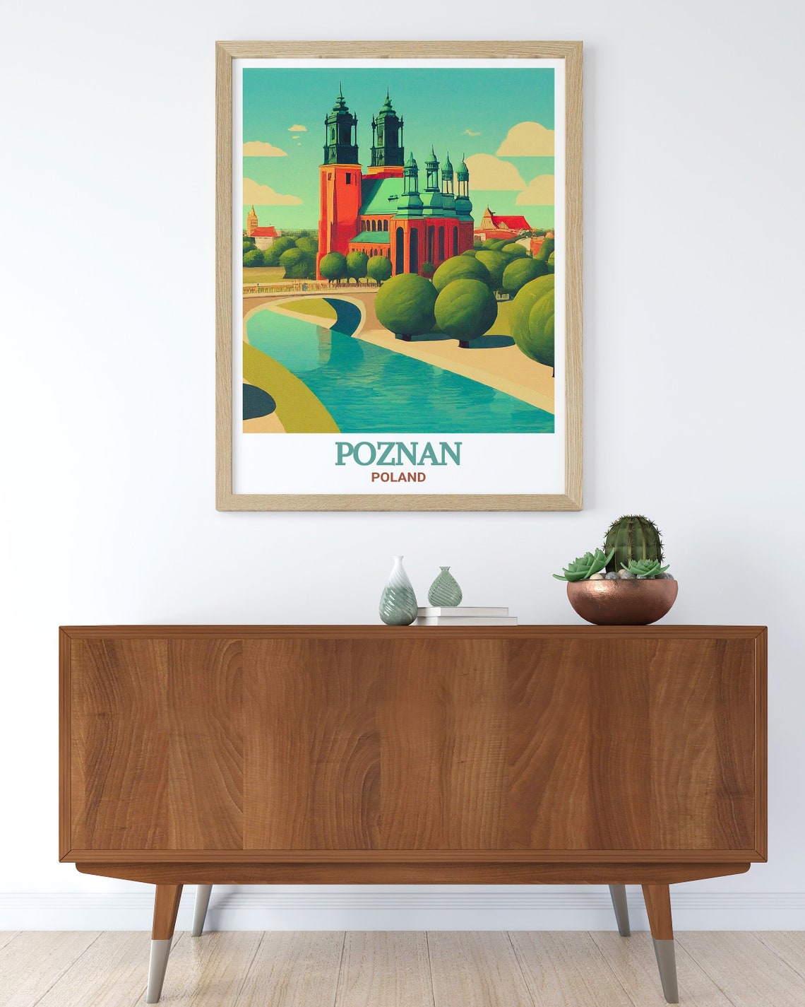 Poznan Poland Cathedral Island Church Riverbank Heritage Poster - Image 3