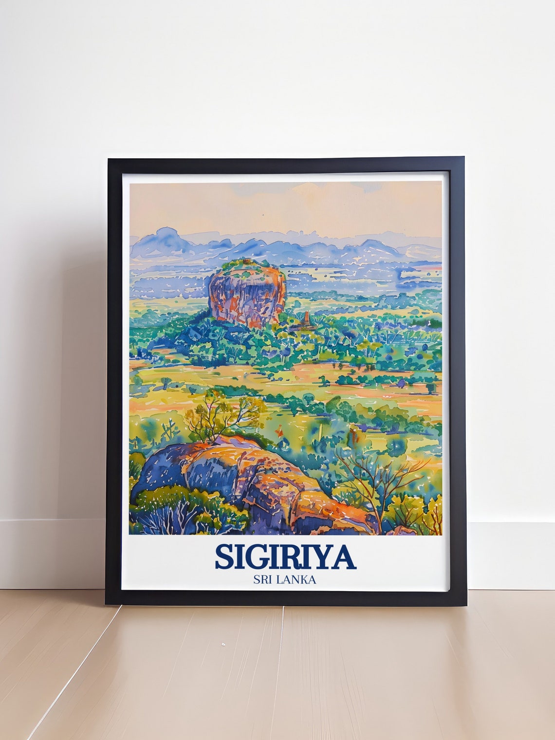 Sigiriya Rock Distant Watercolor Jungle View Sri Lanka Poster - Image 4