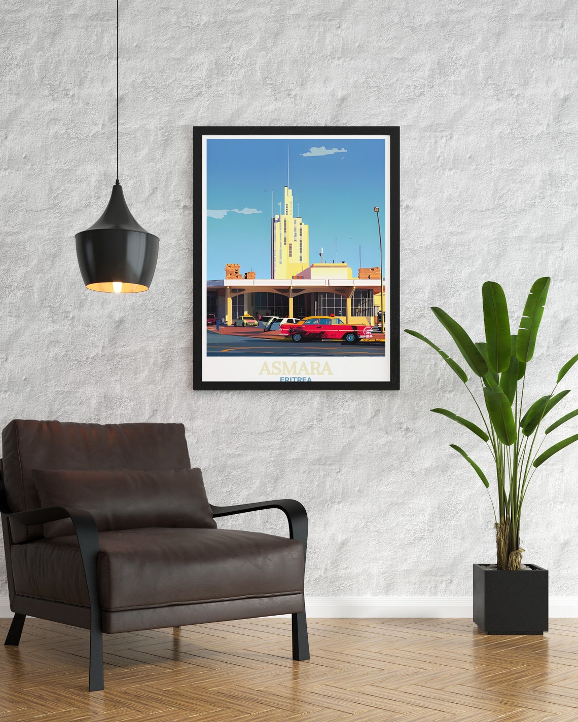 Asmara Eritrea Fiat Tagliero Art Deco Building Retro Car Poster - Image 3