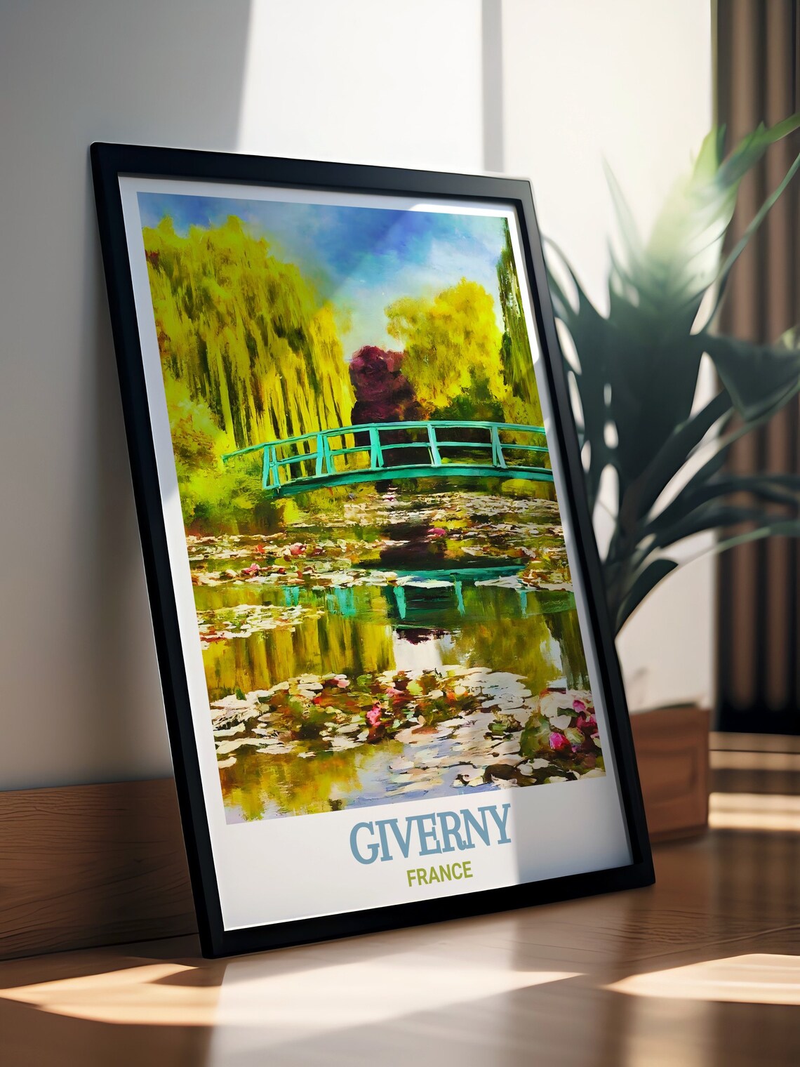 Giverny France Water Lily Pond Japanese Bridge Monet Style Art Poster - Image 3