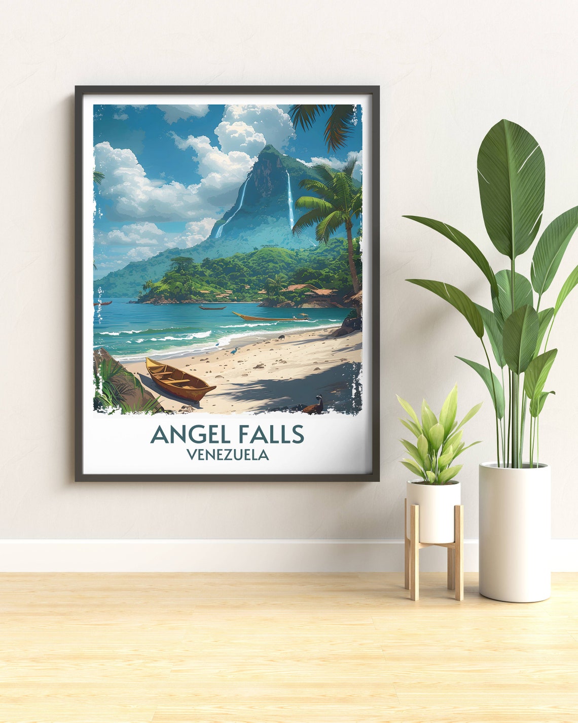 Angel Falls Venezuela Tropical Beach Waterfall Mountain Poster - Image 3