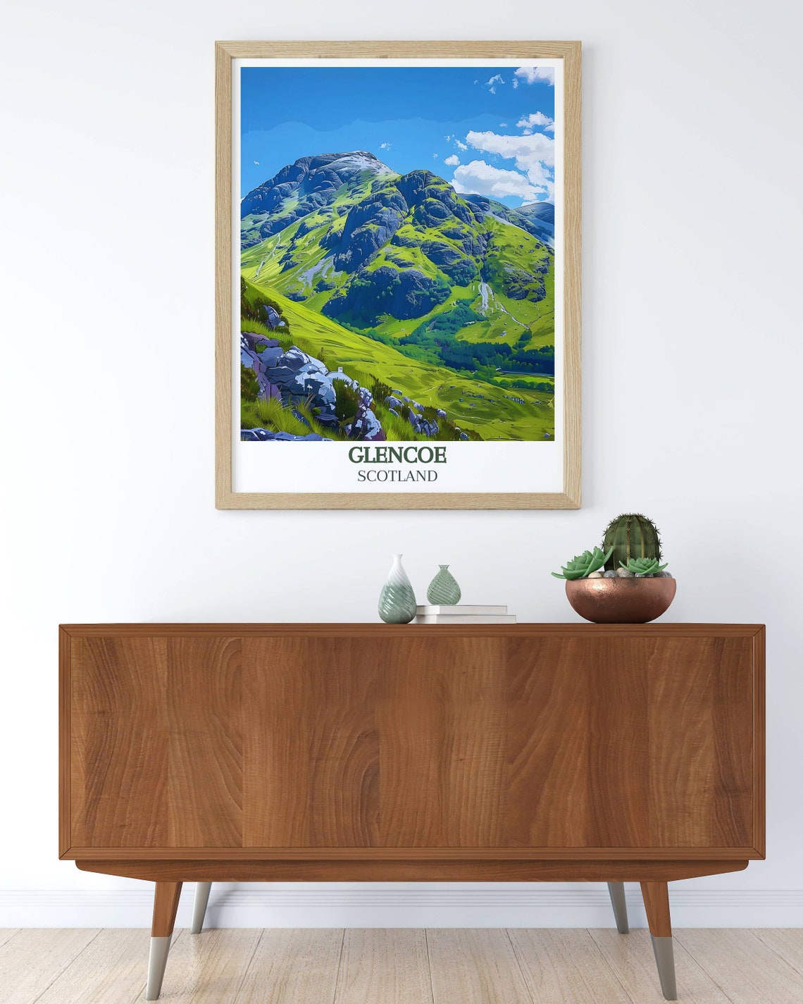 Glencoe Scotland Green Highland Craggy Peak Close Travel Poster - Image 3