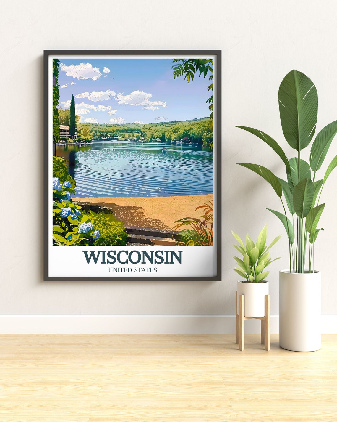 Lake Delta Lakeshore on a Bright Wisconsin Summer Day Poster - Image 3