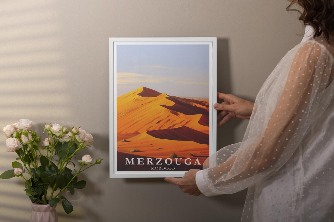 Merzouga Morocco Erg Chebbi Golden Sand Dunes Sahara Desert Poster - Image 4