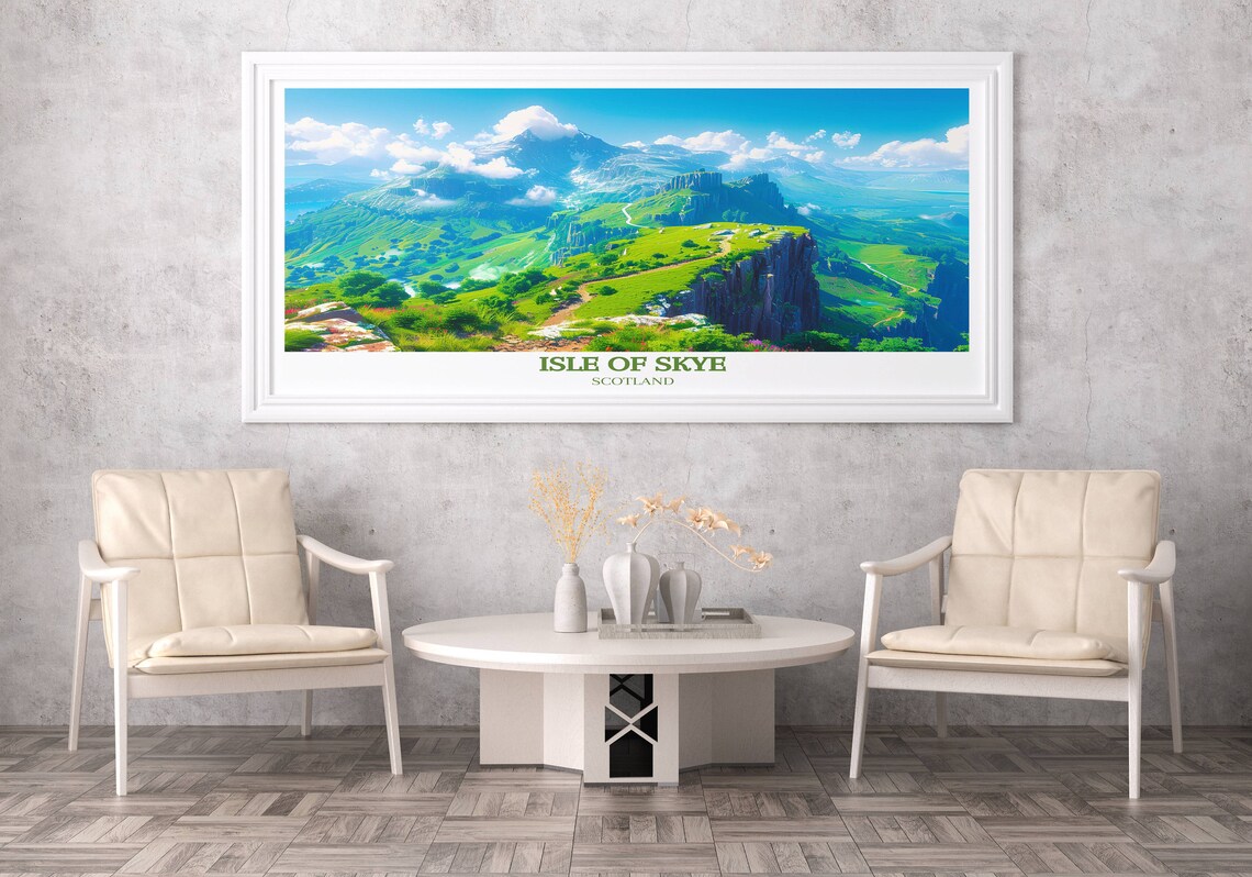 Isle of Skye Scotland Quiraing Cliffs Mountain Green Valleys Poster - Image 2