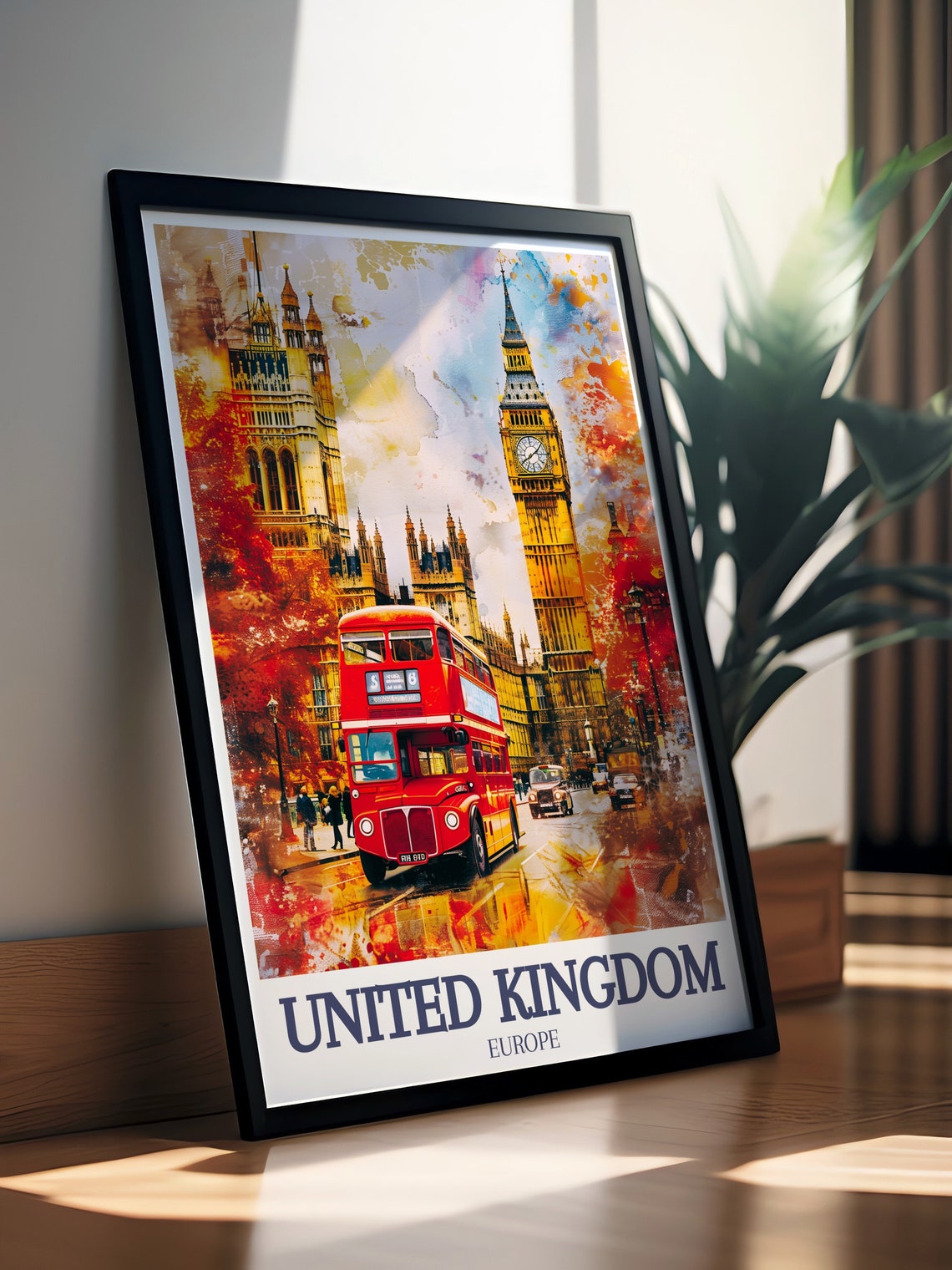 United Kingdom Print Big Ben Travel Poster London Art Prints Big Ben And Parliament Wall Art London Travel Posters - Image 3