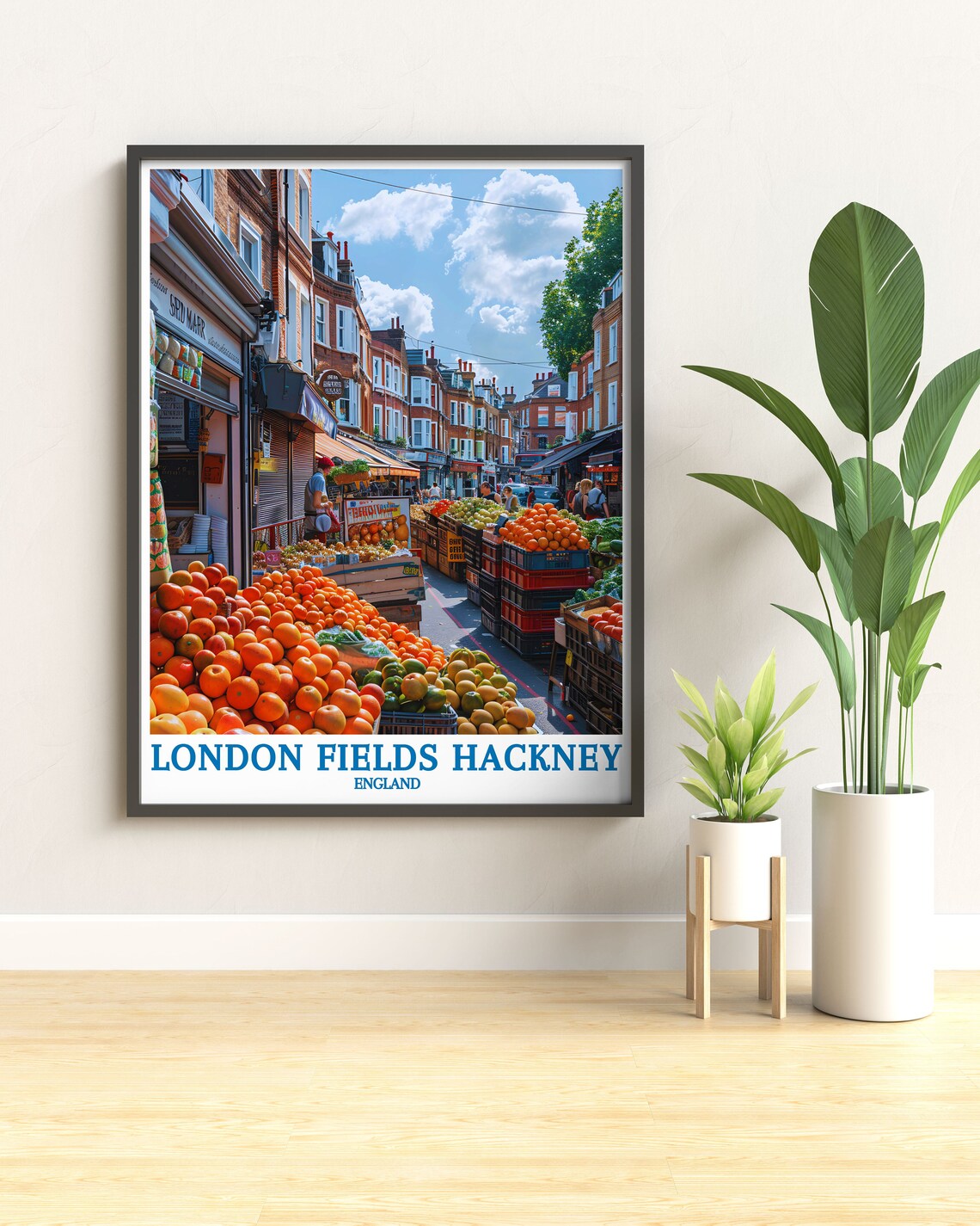 London Fields Hackney Market Street East London Vintage Travel Poster - Image 2