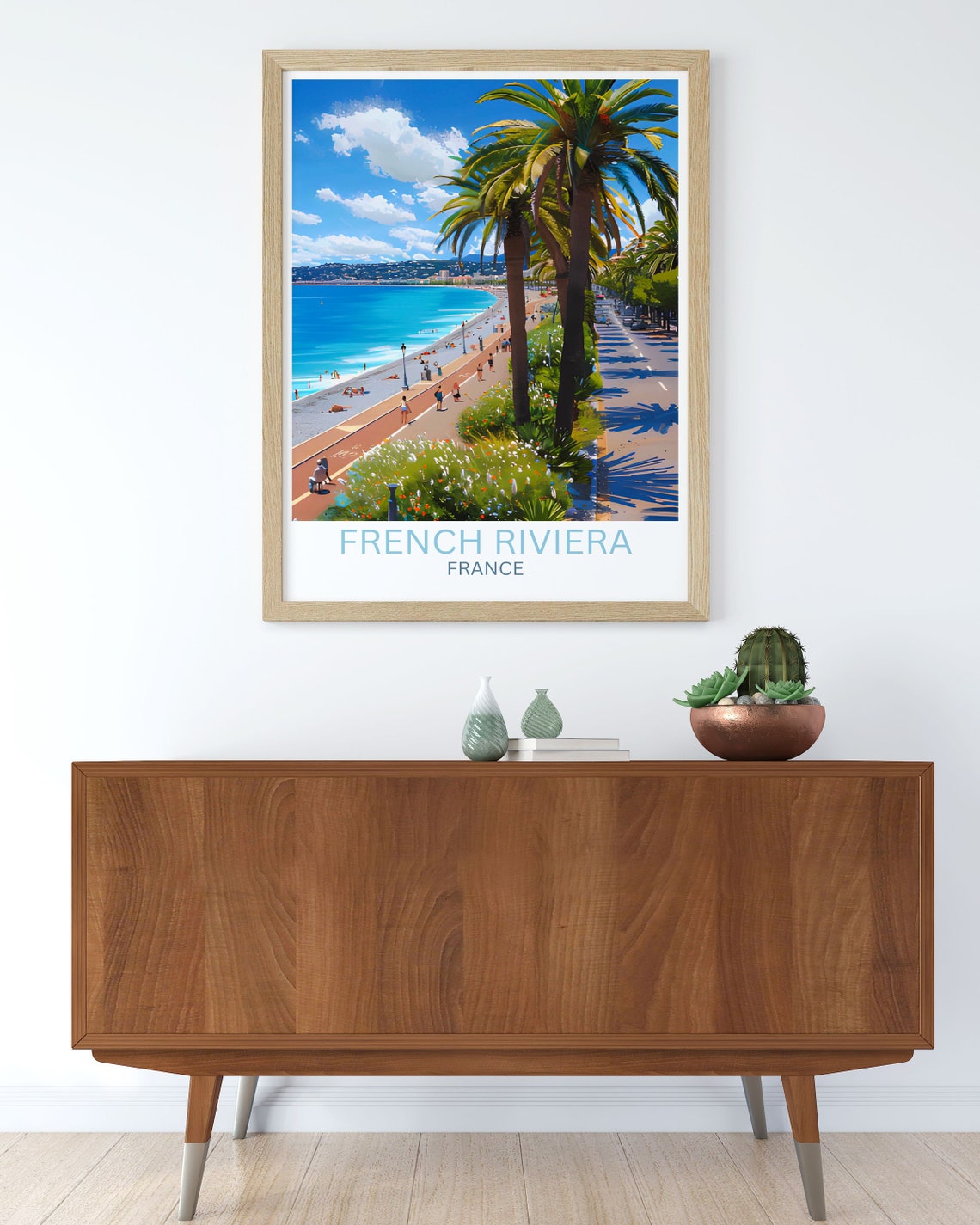 French Riviera Nice Beach Promenade Palms Azure Coast Travel Poster - Image 2
