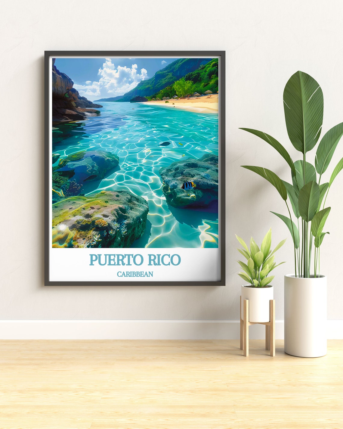 Puerto Rico Caribbean Beach Turquoise Shallows Travel Poster - Image 3