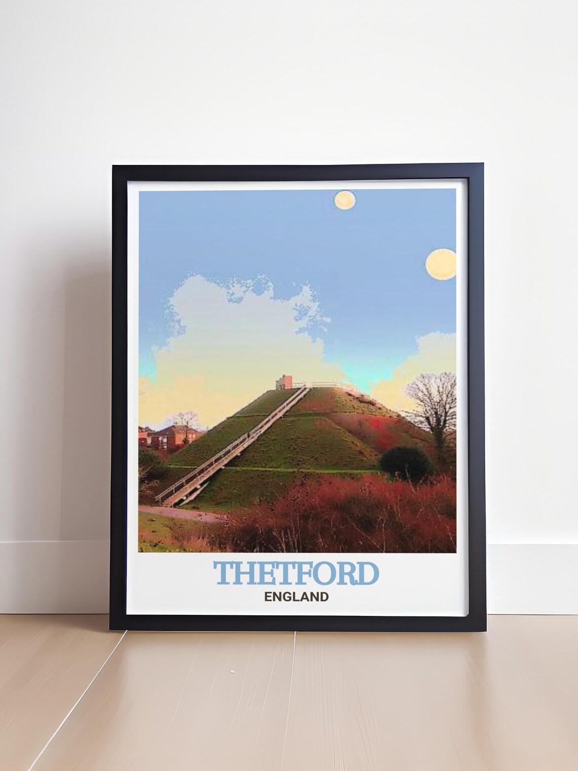 Thetford Castle Hill Grassy Mound England Historic Travel Poster - Image 4