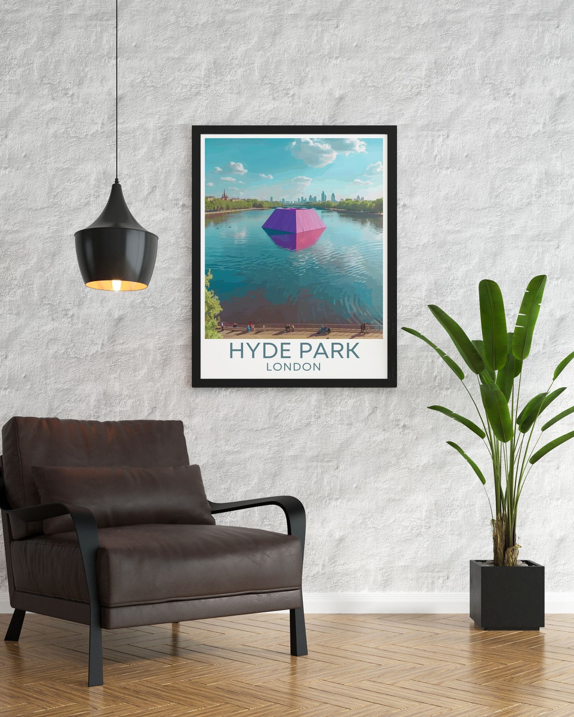 Hyde Park London Serpentine Lake Pink Floating Art Sculpture Poster - Image 3