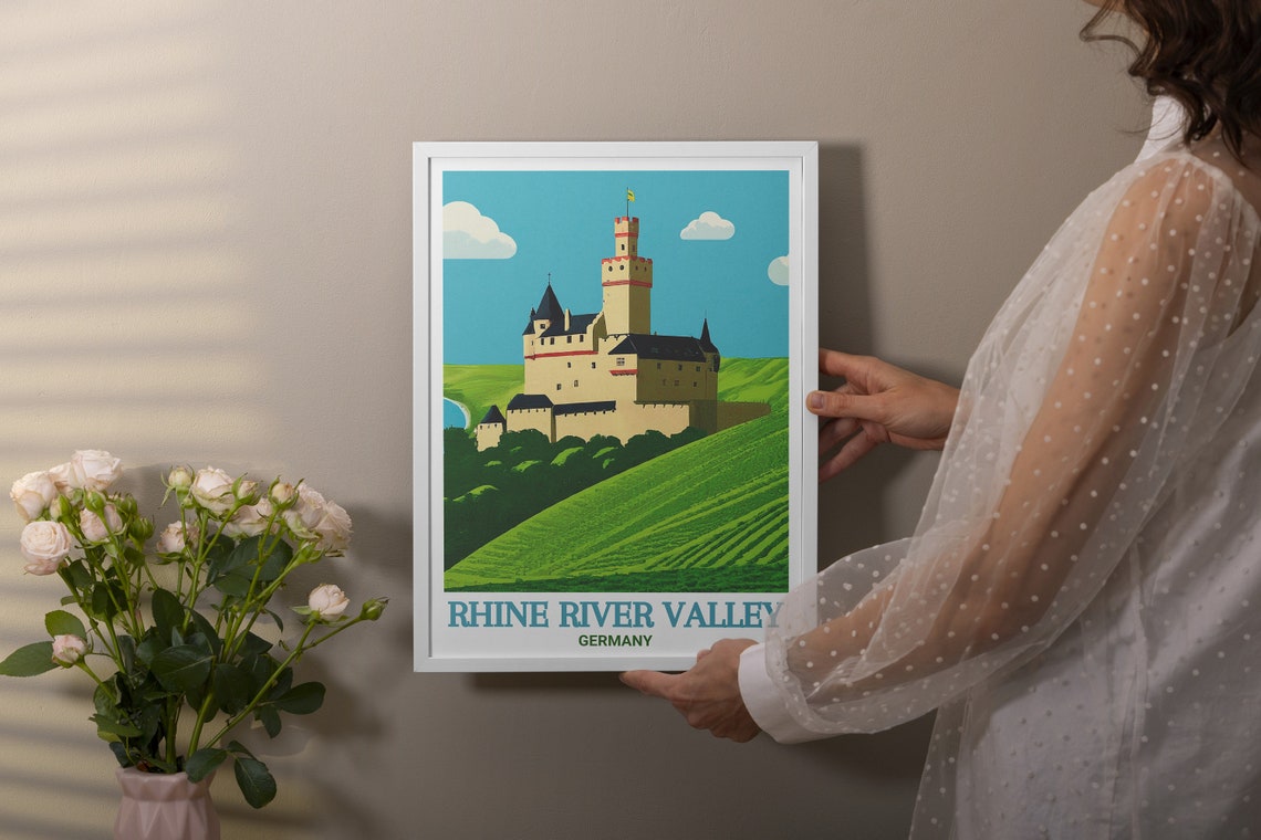 Marksburg Castle Rhine River Valley Germany Hilltop Travel Poster - Image 3