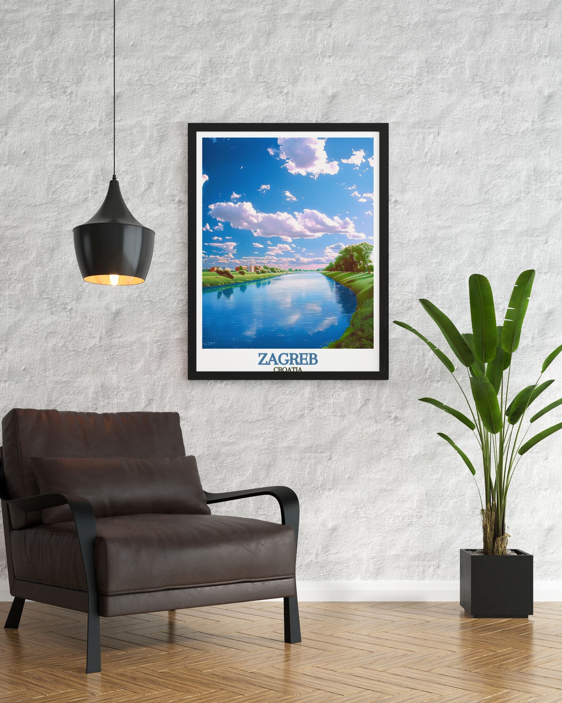 Zagreb Sava River Green Banks Croatia Riverside Sunny Day Poster - Image 3