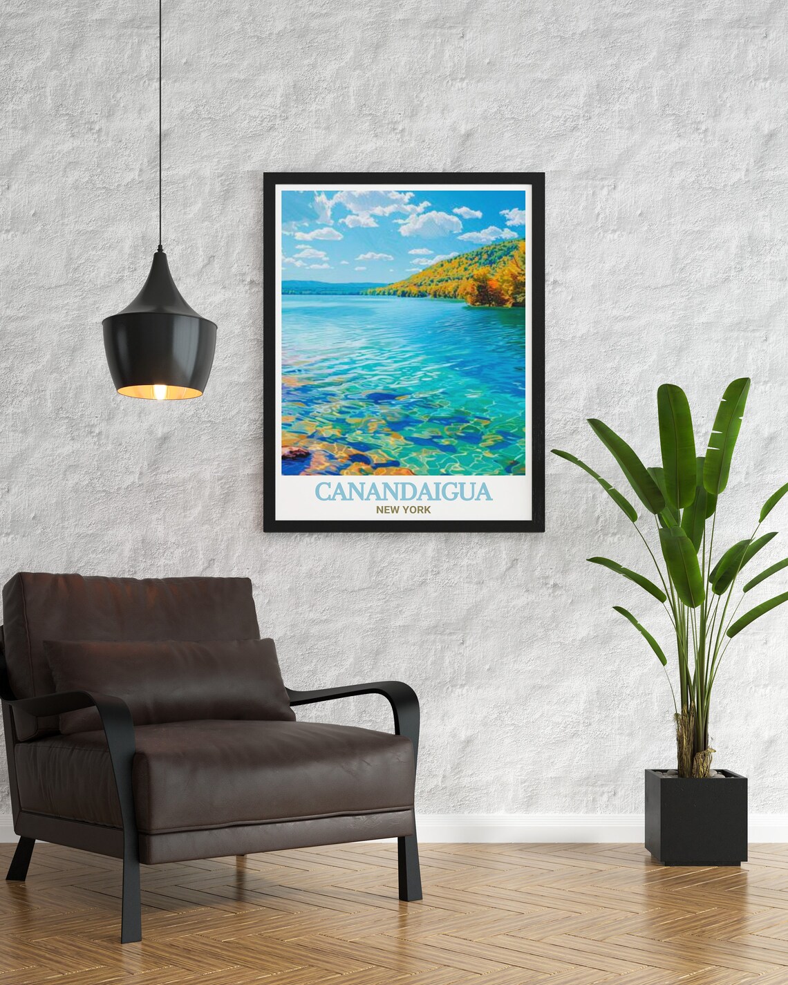 Canandaigua New York Fall Lakeside Hills Crystal Water Art Poster - Image 3