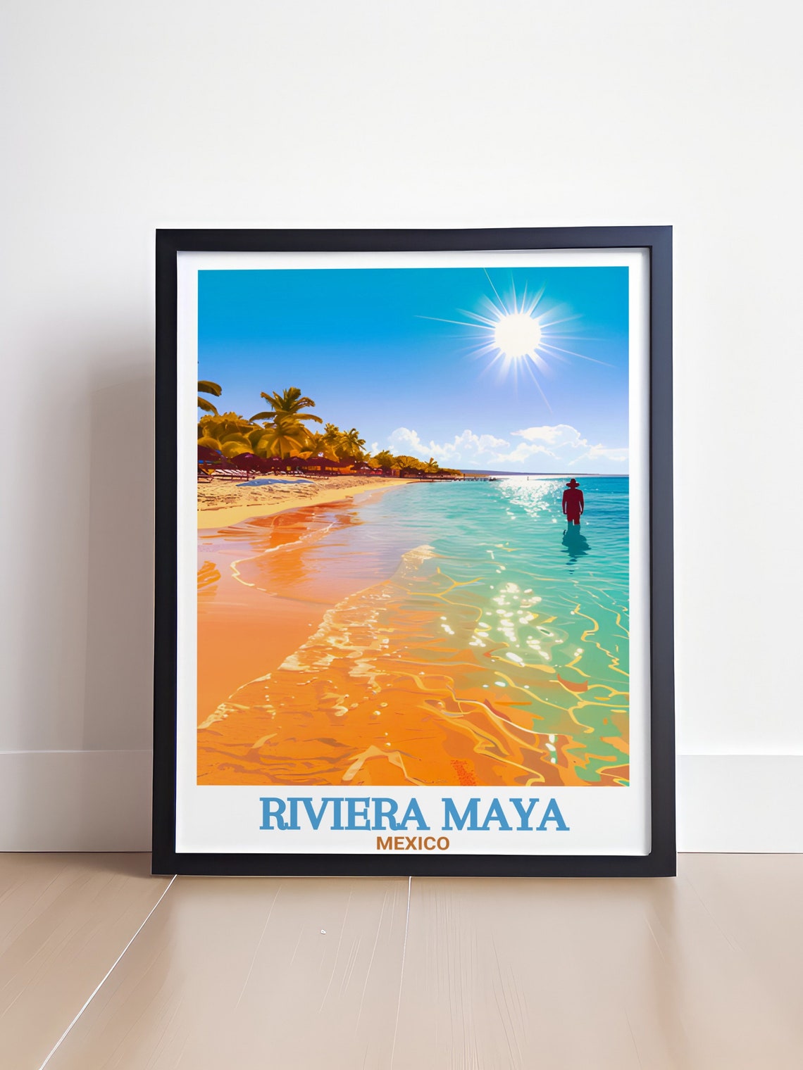 Riviera Maya Tropical Beach Wader Turquoise Water Mexico Poster - Image 4