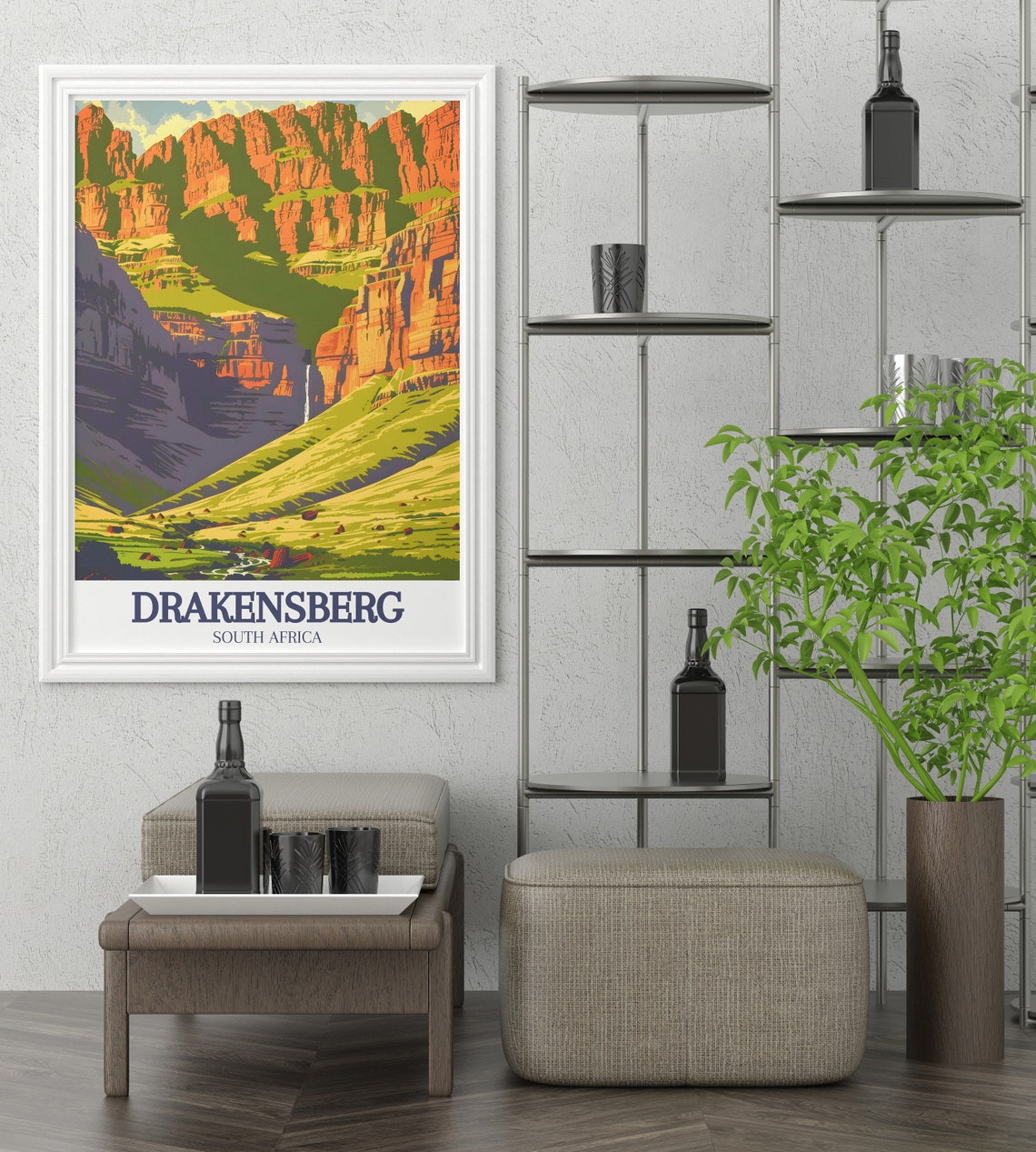 Drakensberg South Africa Giants Castle Red Cliffs Green Valley Poster - Image 2