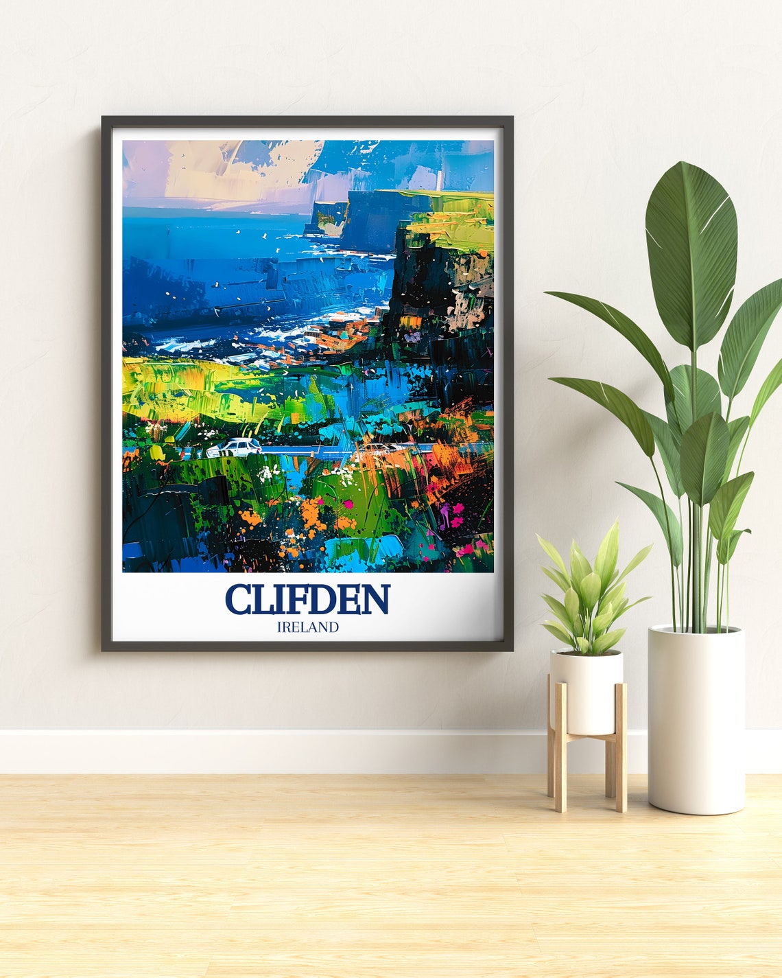 Clifden Ireland Colorful Abstract Coastal Bay Modern Travel Poster - Image 2