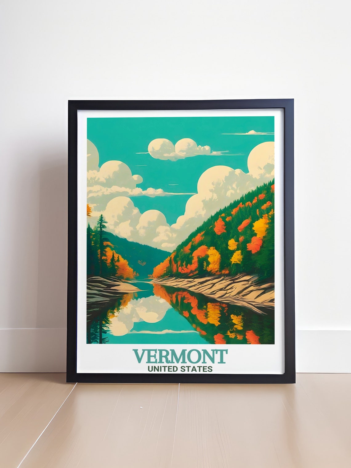 Vermont Quechee Gorge Autumn Foliage River View Travel Poster - Image 4
