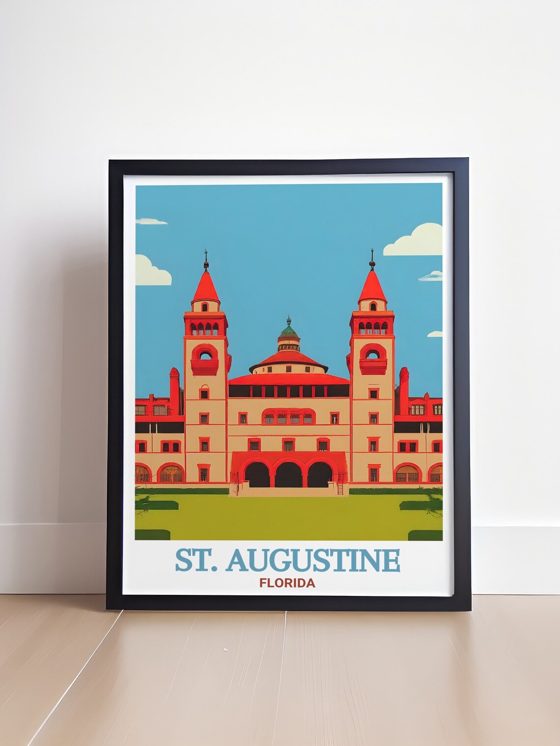 St. Augustine Flagler College Twin Towers Retro Travel Poster - Image 4