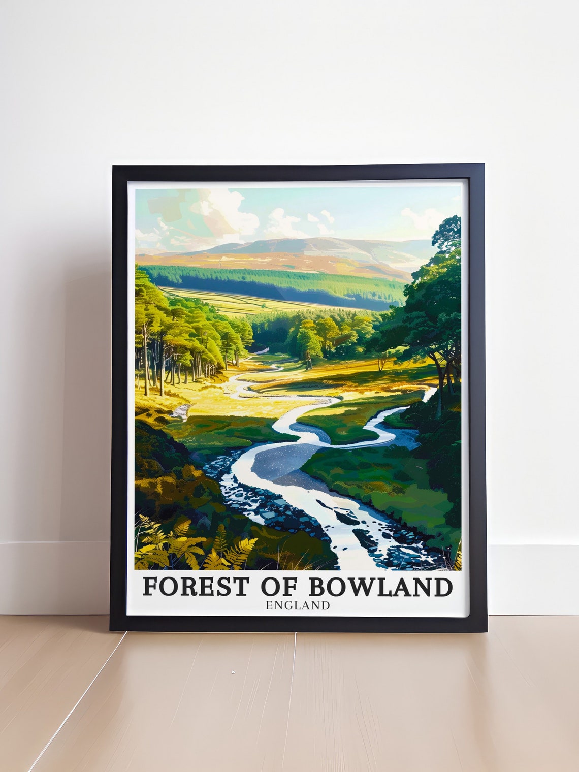 Forest Of Bowland Winding River Valley Pine England Travel Poster - Image 4