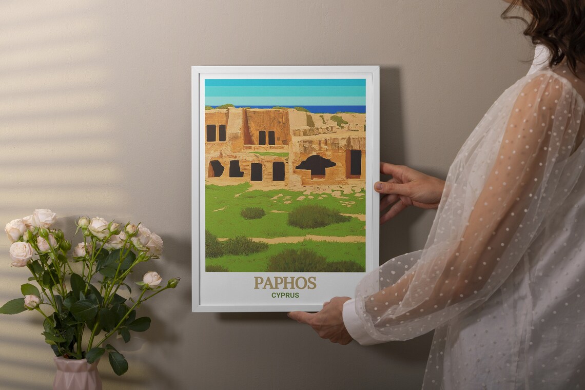 Paphos Cyprus Tombs of the Kings Ancient Ruins Travel Poster - Image 3
