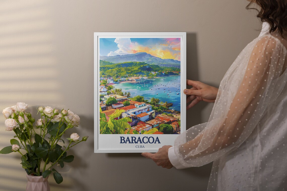 Baracoa Cuba Harbor Aerial View With Boats And Green Mountains Poster - Image 2