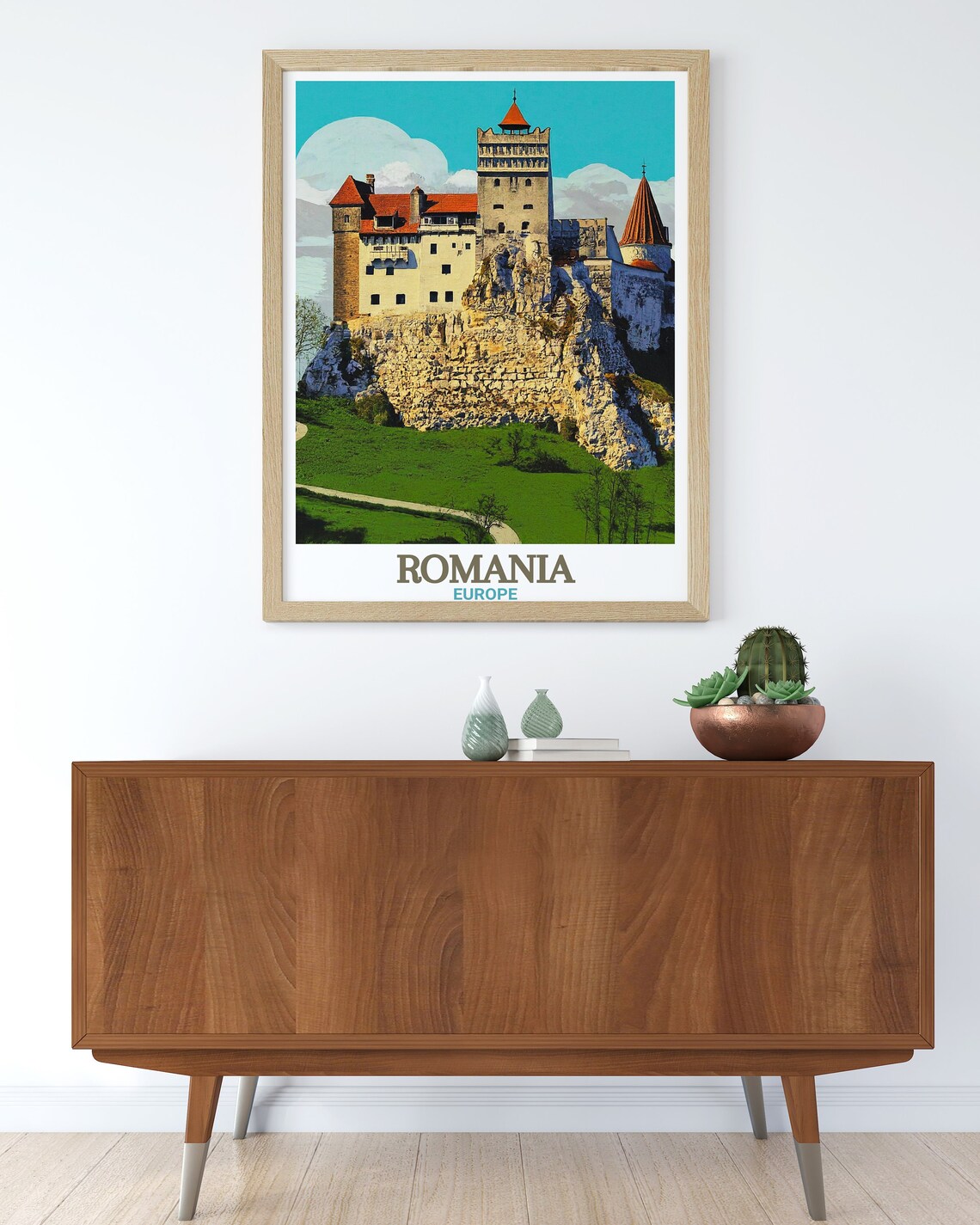 Romania Europe Bran Castle Dracula Cliffside Fortress Travel Poster - Image 2