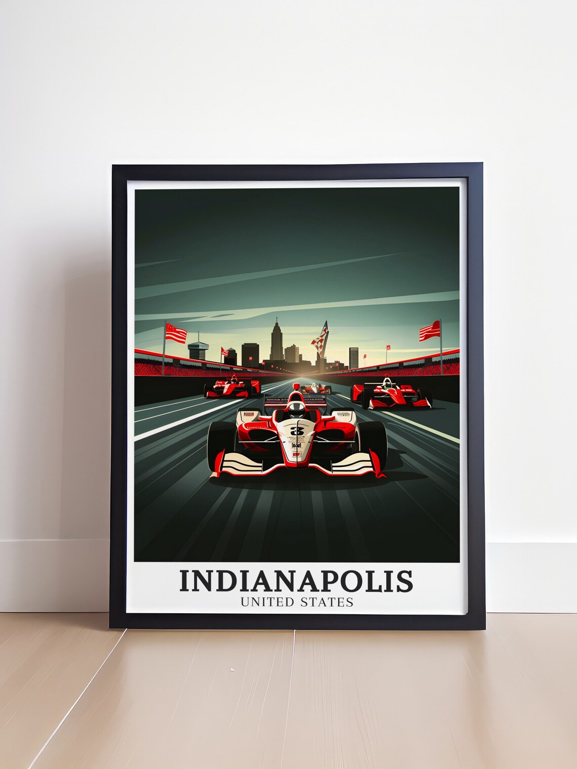 Indianapolis Motor Speedway Indy Race Cars Art Deco Sport Poster - Image 4