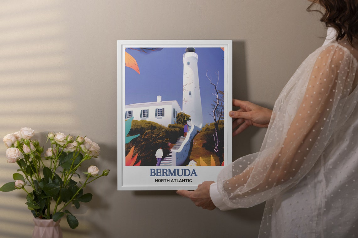 Bermuda Gibbs Hill Lighthouse White Tower And Staircase Poster - Image 3
