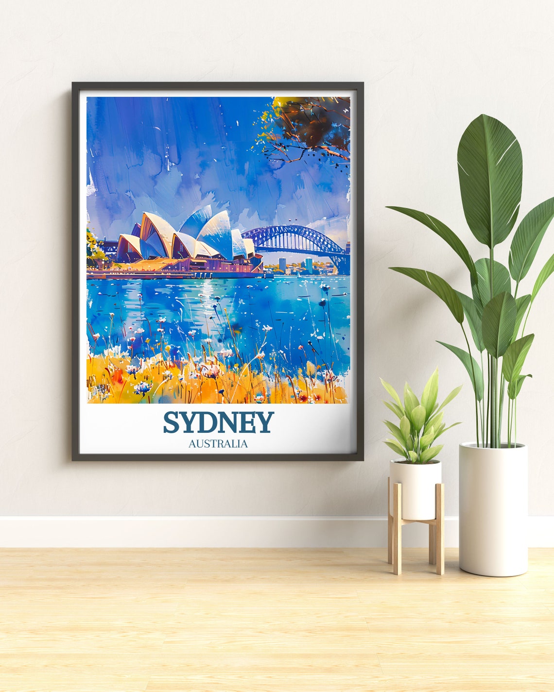 Sydney Australia Opera House Harbour Bridge Watercolor Travel Poster - Image 3