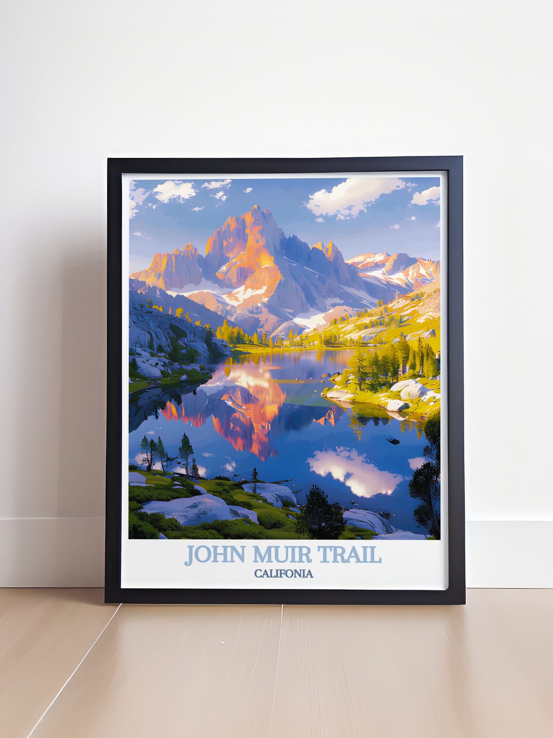 John Muir Trail California Alpine Lake Peaks Reflection Travel Poster - Image 4
