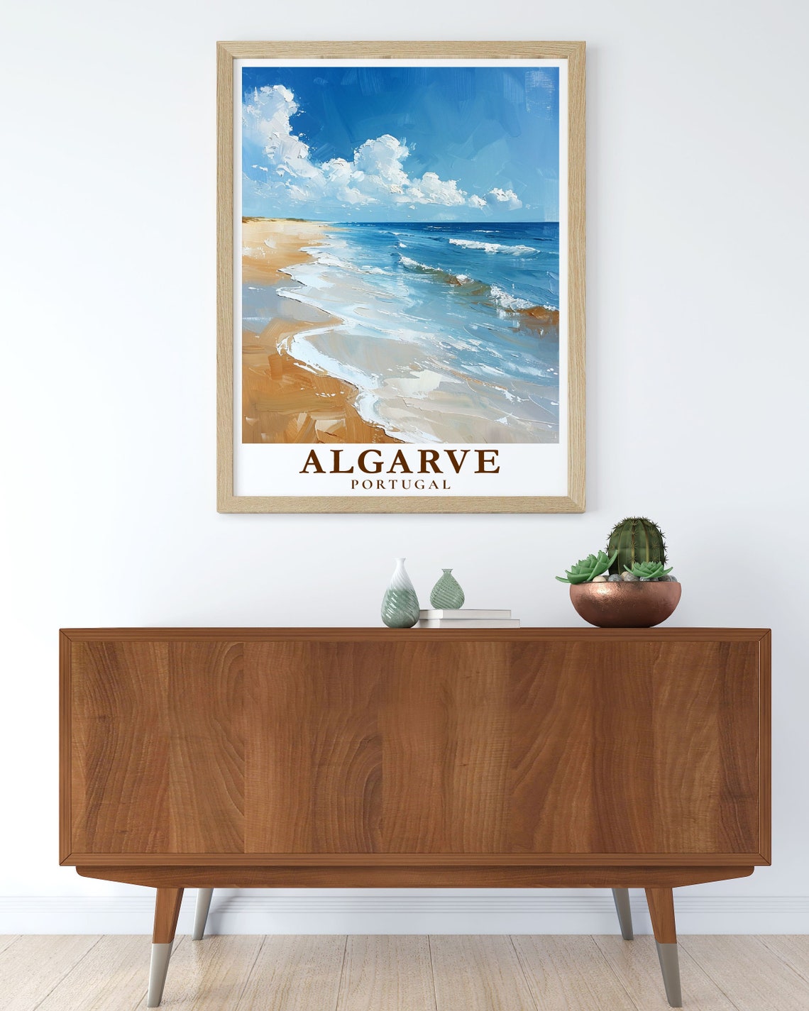 Algarve Portugal Golden Beach Waves Impressionist Seascape Poster - Image 3