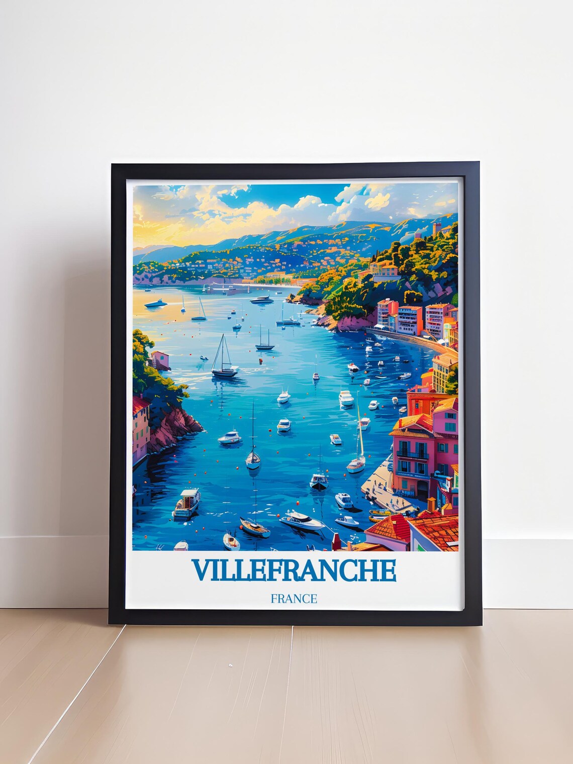 Villefranche France Harbor Sailboats Charming Retro Travel Poster - Image 4