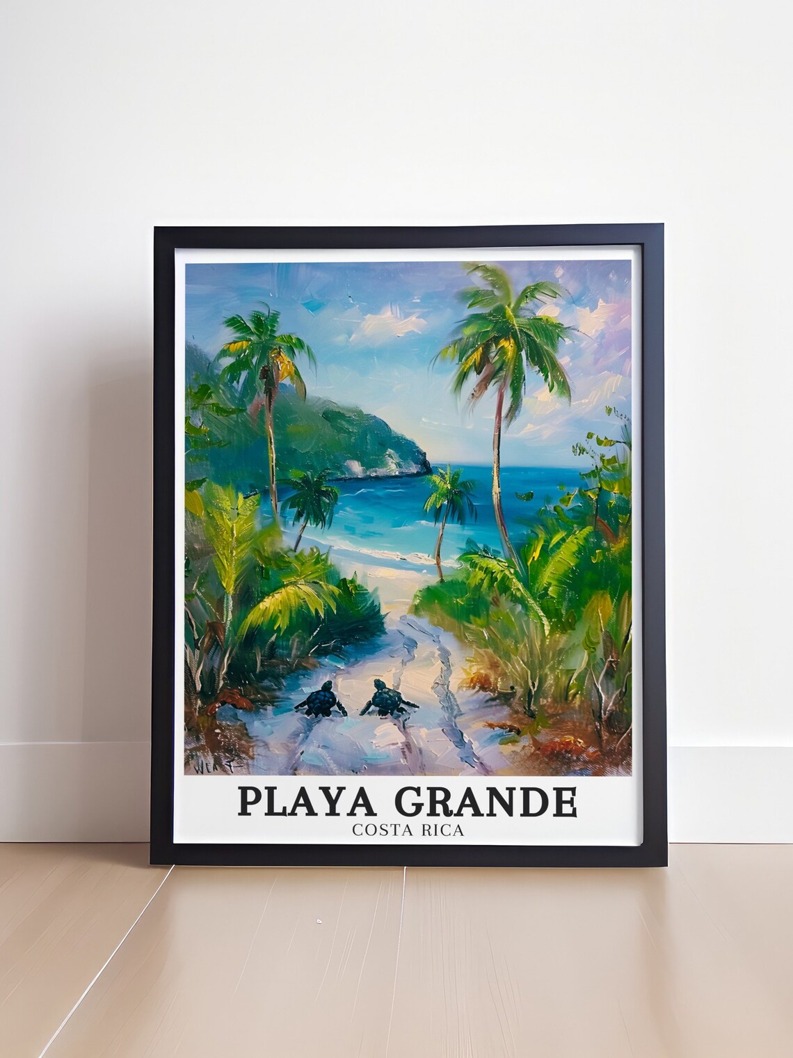 Playa Grande Costa Rica Palm Beach Two Sea Turtles Scene Poster - Image 4