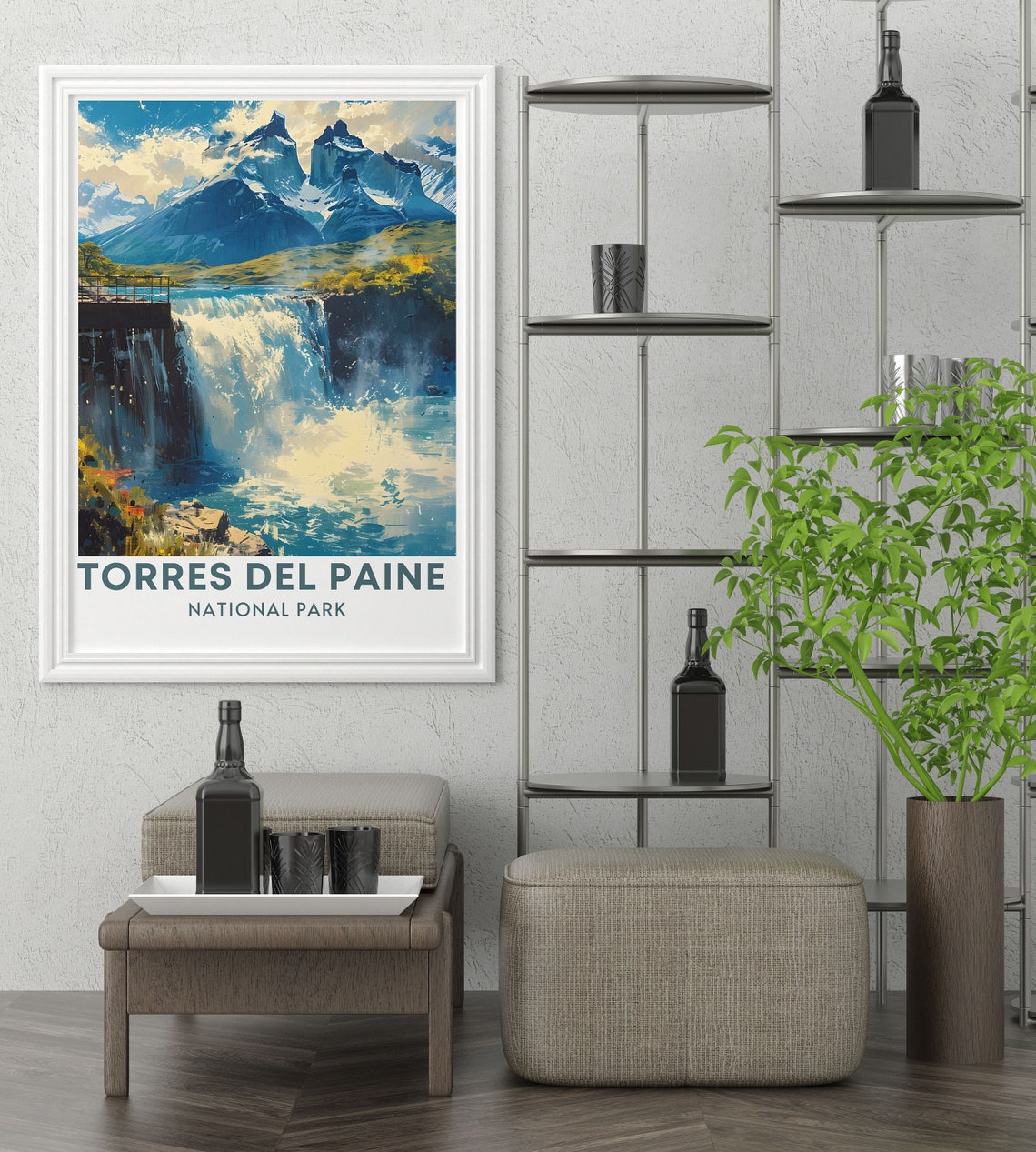 Torres Del Paine Travel Print Salto Grande Travel Poster Retro Travel Poster Of Torres Del Paine National Park - Image 3