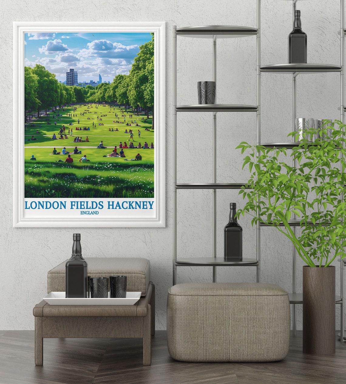 London Fields Hackney Sunny Park Lawn Picnic Day Travel Poster - Image 3