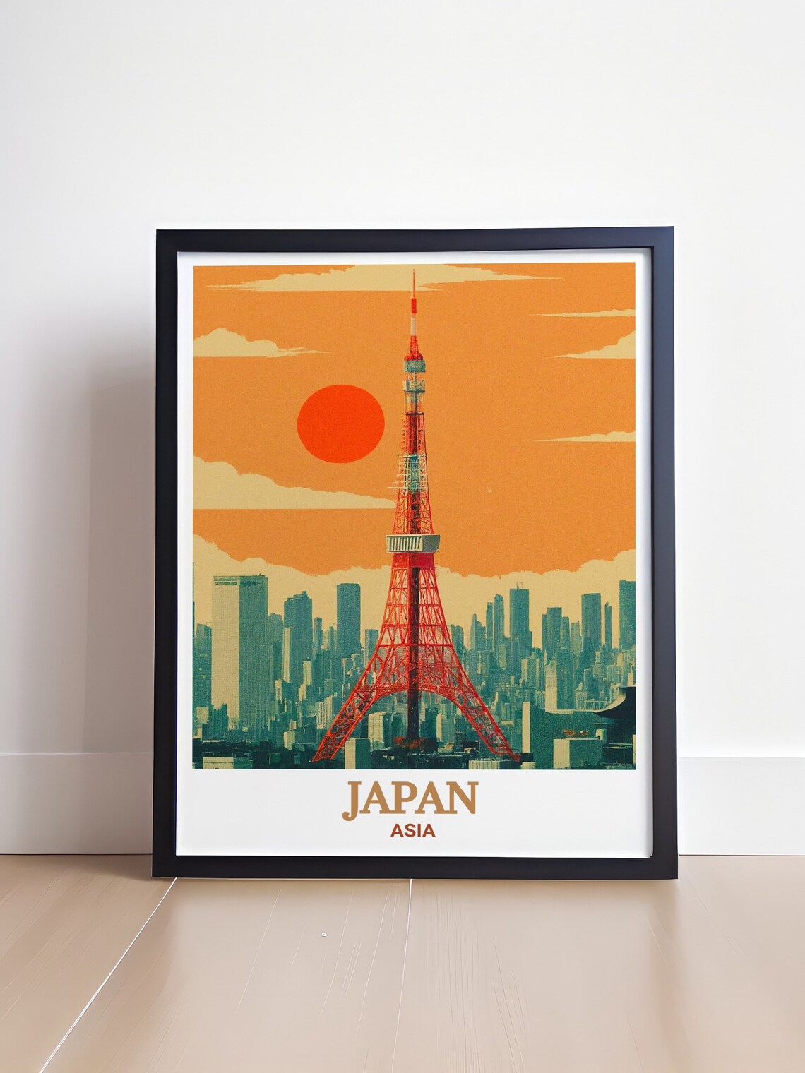 Japan Tokyo Tower Retro Sunset Cityscape Skyline Asia Travel Poster - Image 4