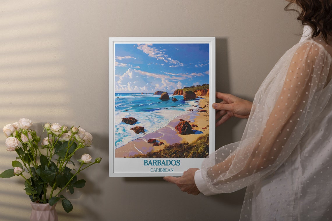 Barbados Caribbean Beach Paradise With Turquoise Cliffs Poster - Image 3