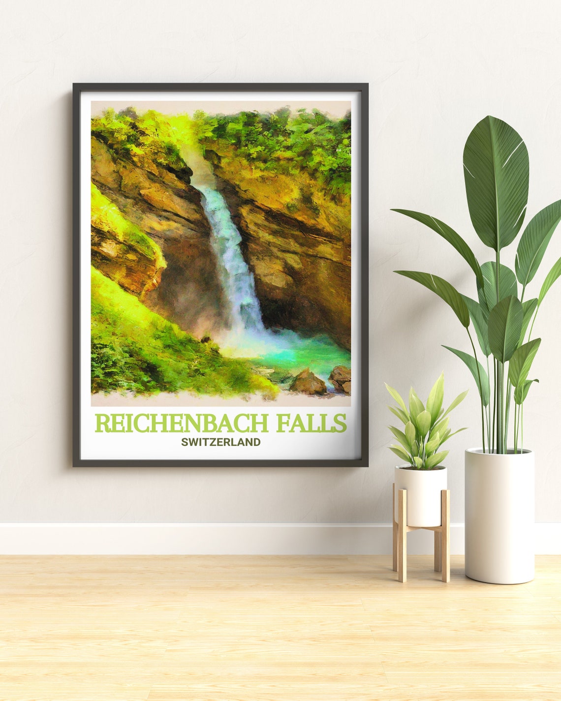 Reichenbach Falls Switzerland Mossy Waterfall Pool View Poster - Image 3