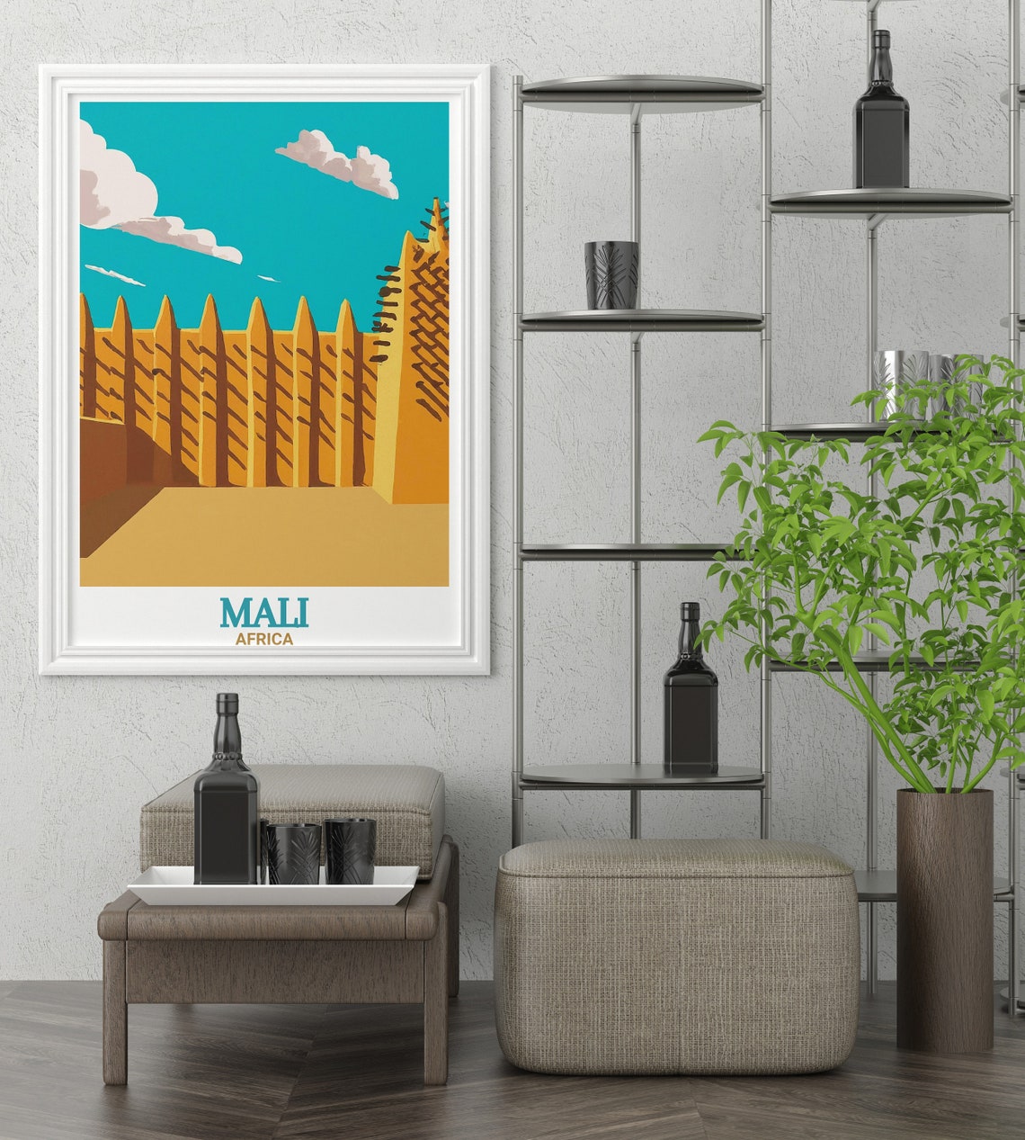 Mali Travel Poster Djenn Mosque Travel Prints And Gifts Djenn Mosque And Africa Wall Art Djenn Mosque Art And Travel Posters - Image 2