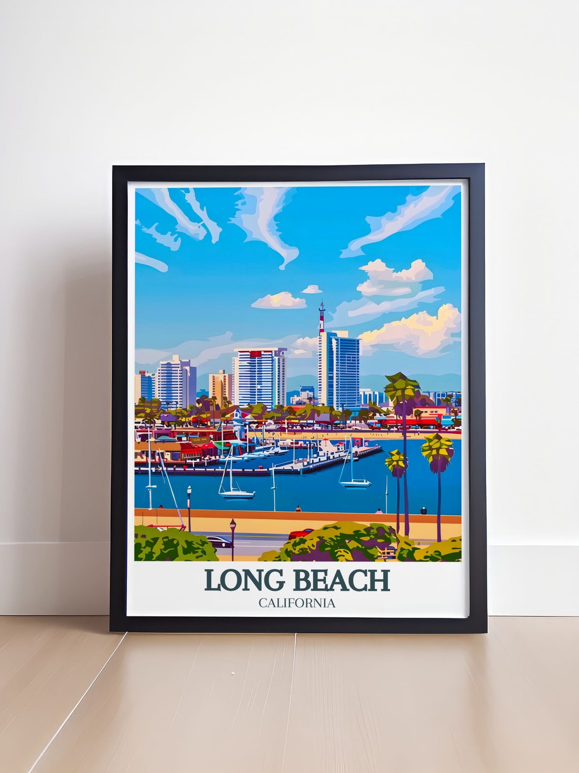 Long Beach Downtown Skyline Marina Sailboats Daytime City Poster - Image 4