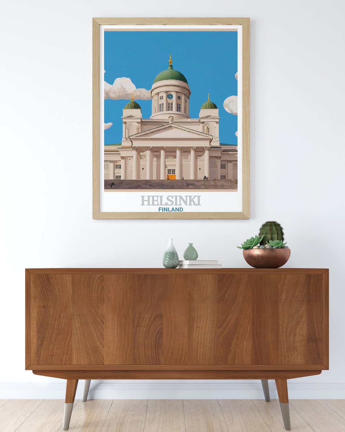 Helsinki Cathedral Finland Green Domes Vintage Travel Poster - Image 2