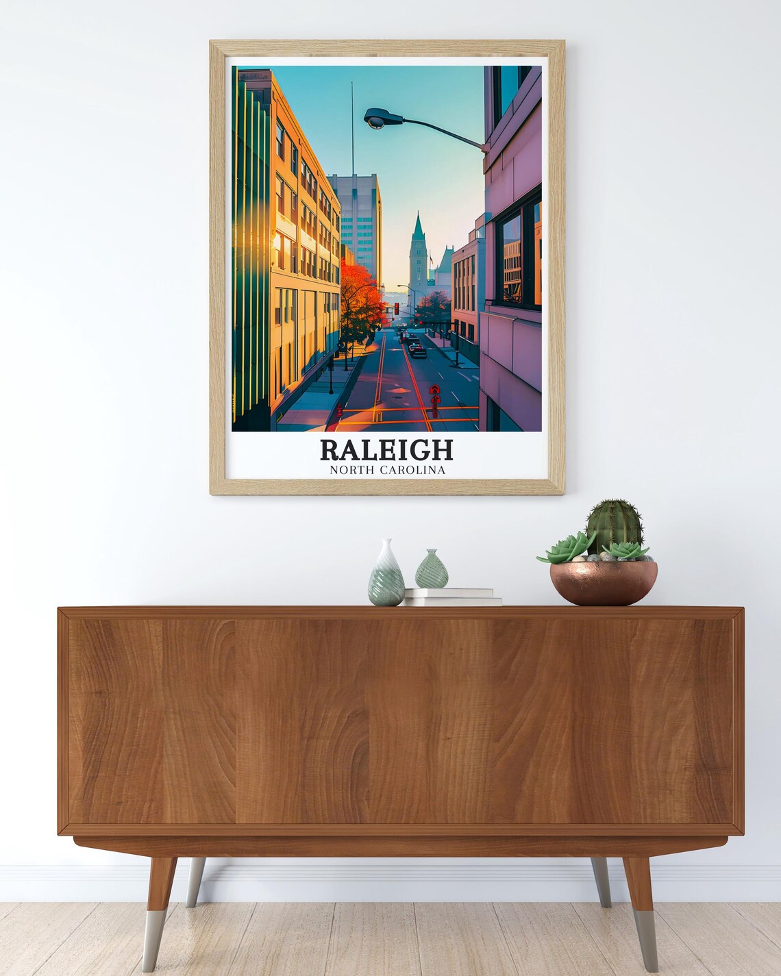 Raleigh North Carolina Downtown Street Sunrise Clock Tower Poster - Image 2