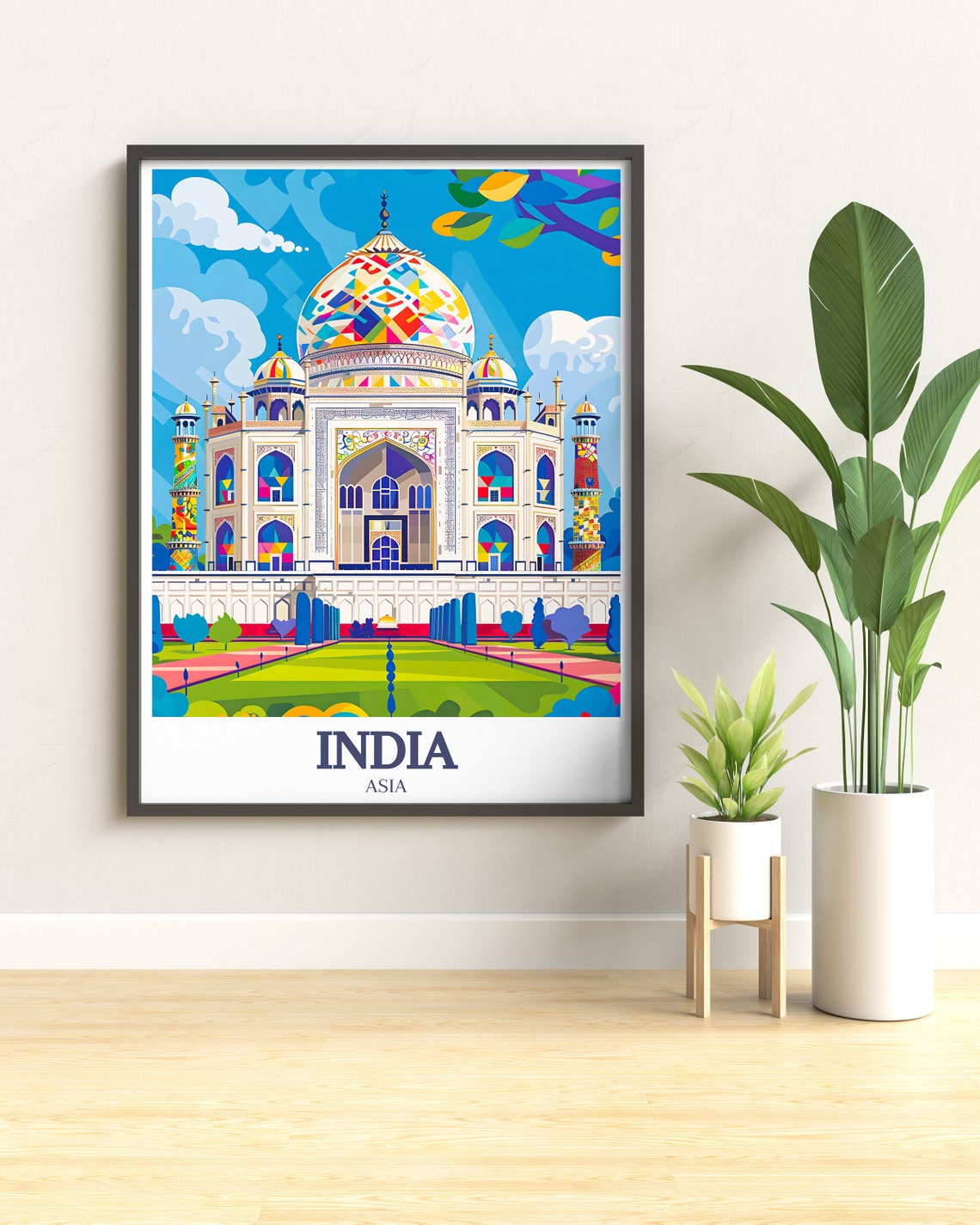 India Asia Taj Mahal Agra Colorful Pop Art Landmark Scene Poster - Image 3