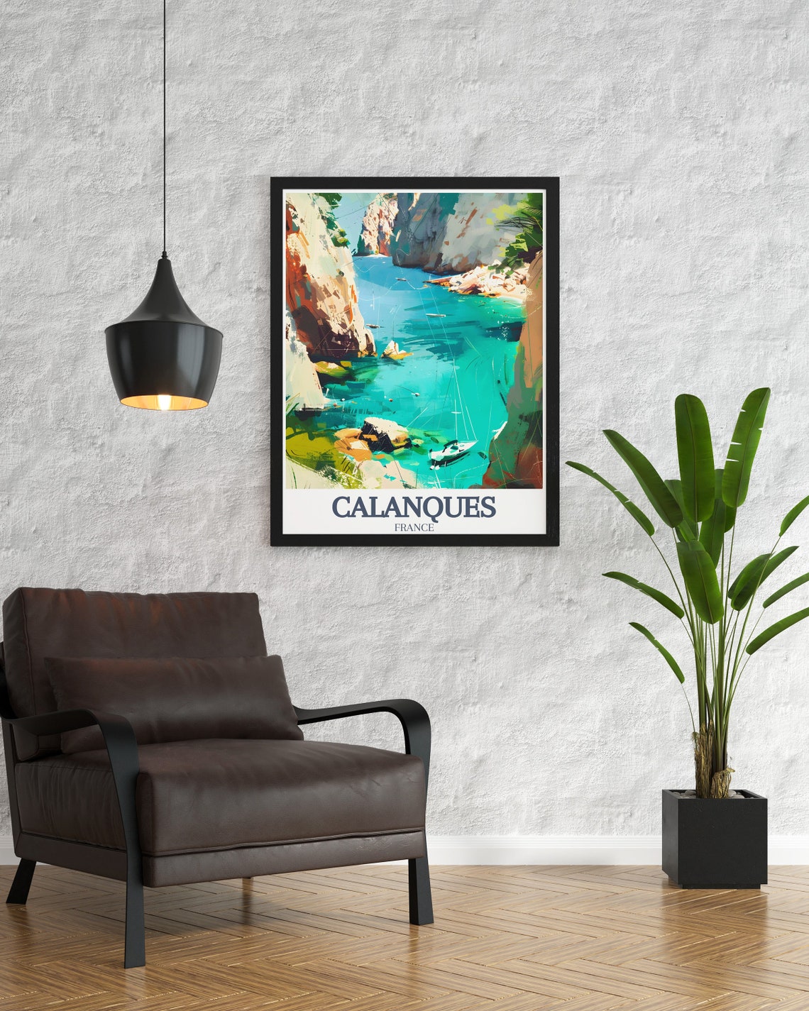 Calanques Sailboat Between Towering Cliffs In Turquoise Inlet Poster - Image 3