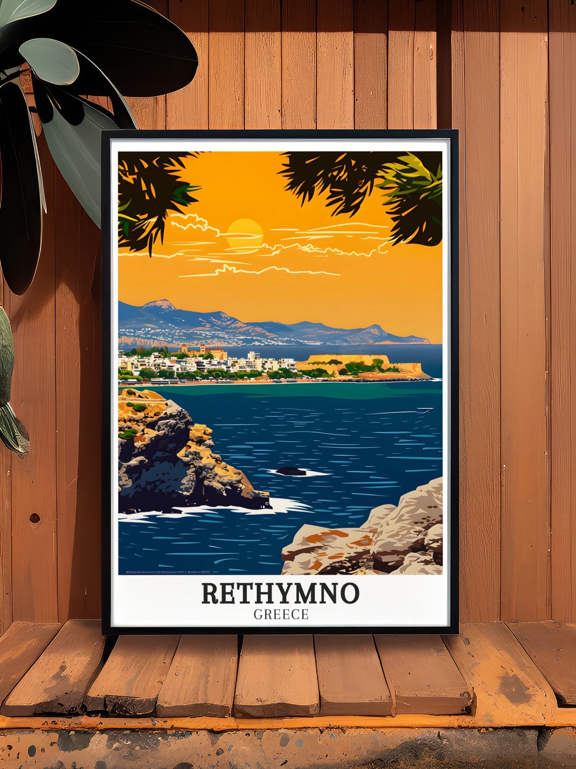 Rethymno Fortezza Citadel Golden Sunset Over Crete Greece Poster - Image 2