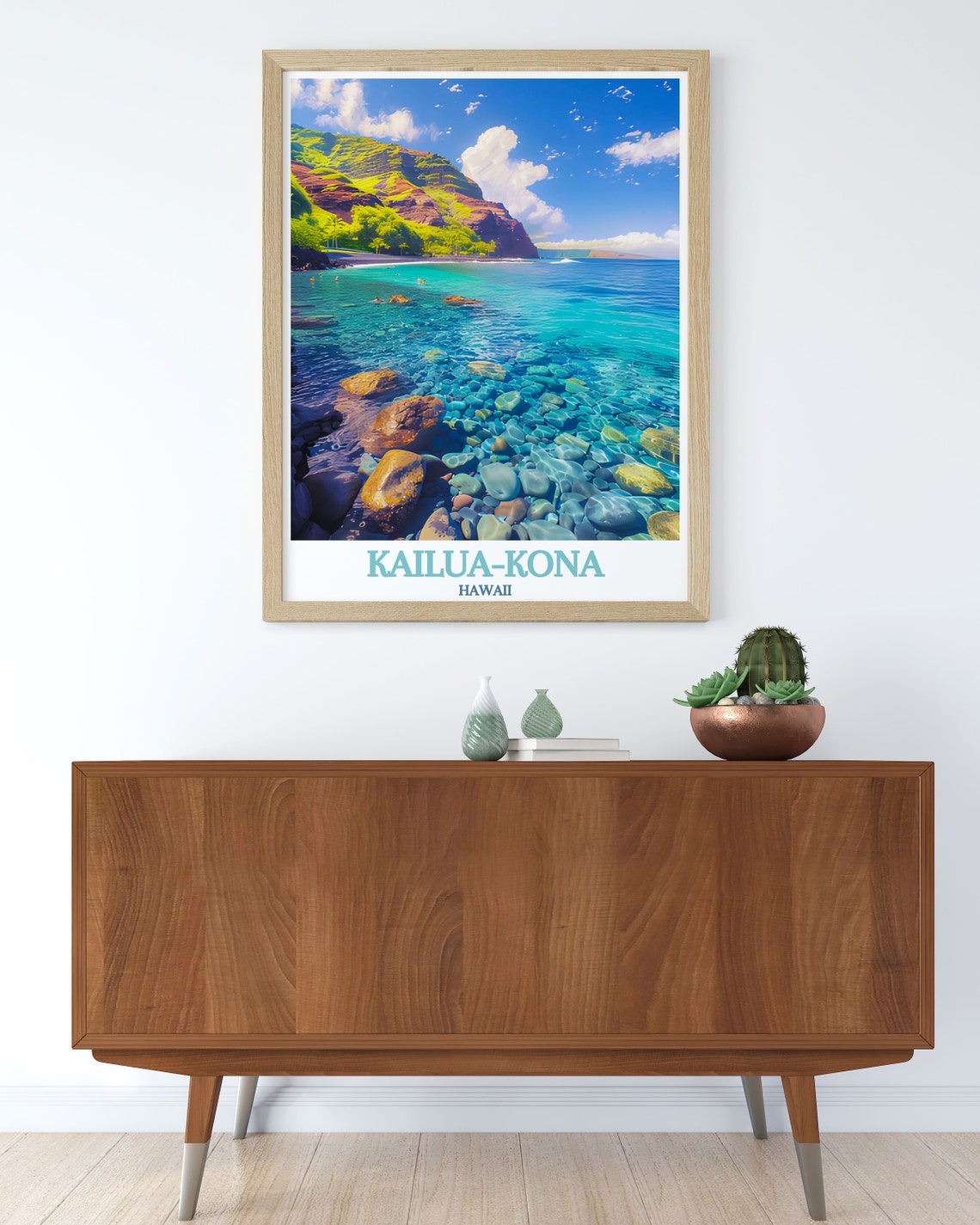 Kailua-Kona Hawaii Crystal Clear Rocky Beach Ocean Travel Poster - Image 2